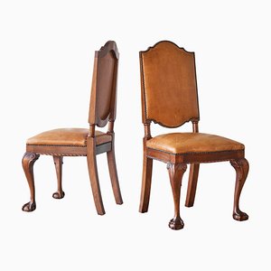 Amsterdam Side Chairs in Patinated Cognac Leather by T. Woonhuys, 1940s, Set of 2