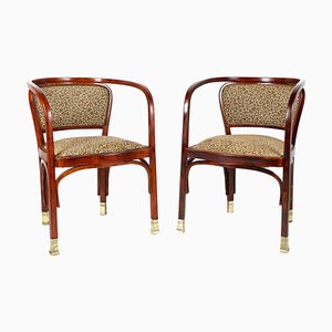 Fauteuils Art Nouveau par Gustav Siegel pour J&J Kohn, 1905, Set de 2