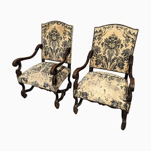 Louis XIII Style Armchairs, Set of 2