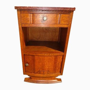 Bedside Table in Oak and Marble, 1940s