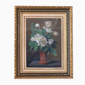 P.Allier, Hellebore Bouquet, 1880, Gouache, Framed