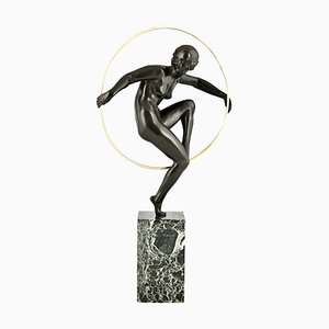 Marcel Andre Bouraine, Art Deco Hoop Dancer, 1930, Bronze