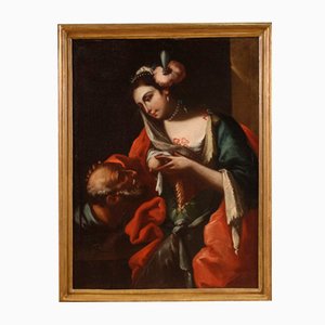 Artista italiano, carità romana, 1750, olio su tela, con cornice