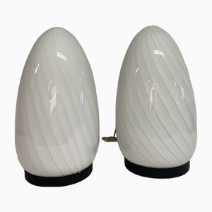 Lámparas de mesa de cristal de Murano con base metálica. Juego de 2