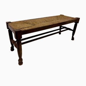 Antique Bench with Rush Seat, 1890s