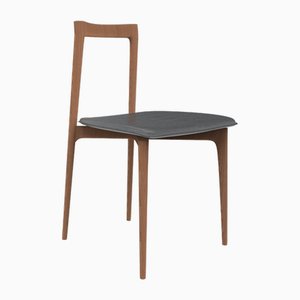 Moderner Linea 645 Stuhl aus Leder und Holz von Collector Studio
