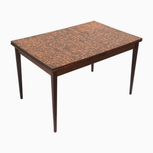 Mesa de comedor extensible brutalista vintage con tablero de cobre, años 60