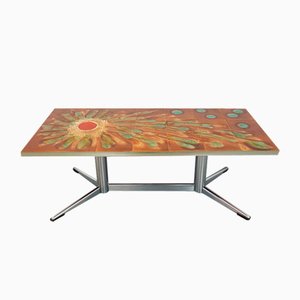 Vintage Coffee Table in Ceramic and Chromed Metal, 1960s