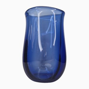 Vase Saphir Bleu par Per Lütken pour Holmegaard, Danemark, 1950s