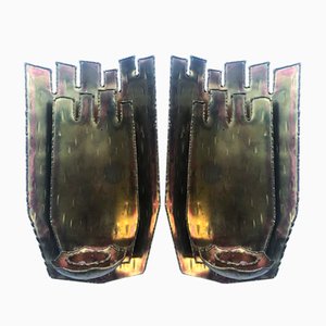Brutalist Swedish Brass Sconces the Elephant by Claes Giertta, 1980s, Set of 2