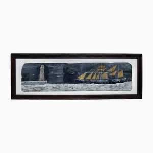 Max Wildman d'après Alfred Wallis, Schooner Approaching Port, 2000s, Mixed Media, Encadré