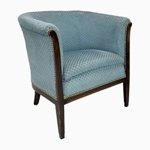 Blauer Art Deco Sessel mit Wanne