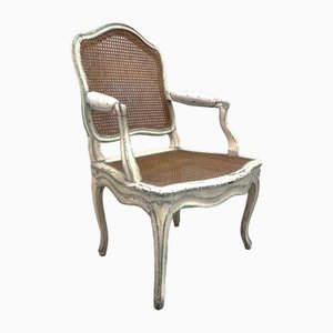 Louis XV Cane and Upholstered Armchair