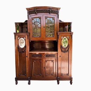 Jugendstil Sideboard aus geschnitztem und verziertem Mahagoni Furnier, Italien, 1920er