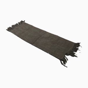 Vintage Black Hemp Runner Rug, 1960s