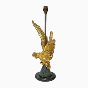 Lámpara de mesa con águila imperial neoclásica dorada al estilo de Maison Charles, años 70