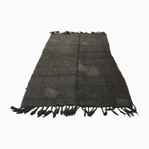 Vintage Hemp Black Wool Rug, 1960s