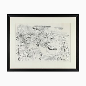 Oskar Kokoschka, Berlin, Blick über die Mauer, Großformatige Lithographie, 1966