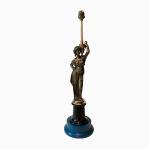 French Bronze Caryatid Flare Candelabra Table Lamp, 19th Century