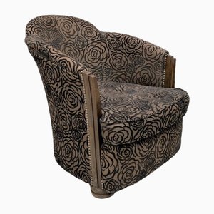 French Art Deco Velvet Tub Armchair