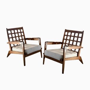 Set of Large Modernist Armchairs in the style of Pierre Guariche and René Gabriel, France, 1950s
