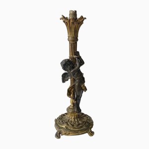 Bronze Cherub Table Lamp in the style of Denise Delavigne or Auguste Moreau, 1890s