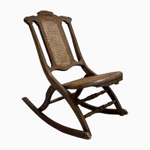 Folding Low Cane Rocking Chair