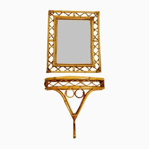 Specchio Mid-Century in bambù, anni '60, set di 2