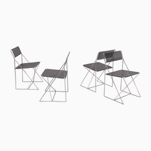 Nuova X-Line Chairs by Niels Jørgen Haugesen for Hybodan AS, Denmark, 1970s, Set of 4