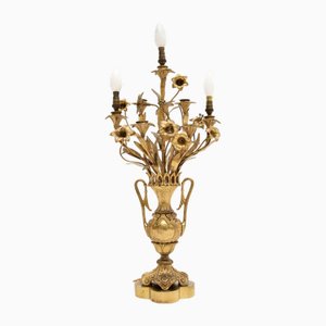 Antike französische Tischlampe aus vergoldeter Bronze, 1900