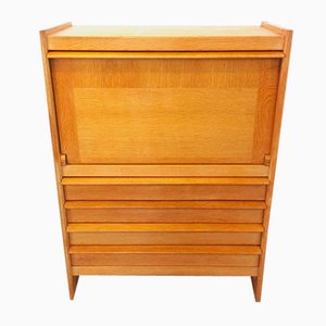 Vintage Secretary in Oak by Guillerme and Chambron Furniture, 1960s