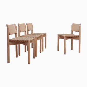 Chaises de Salle à Manger Vintage Rustiques avec Siège en Paille attribuées à Renato Toso, 1970s, Set de 4