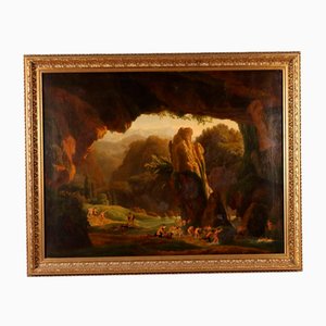 French Artist, Scene of Nymphs and Satyrs at the Bath, Oil on Canvas, 1890s, Framed