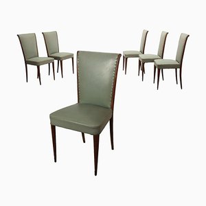 Chairs in Leatherette & Wood, Italy, 1950s, Set of 6