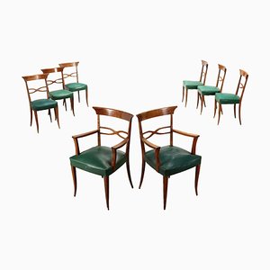 Vintage Stühle aus Kunstleder & Holz, Italien, 1950er, 8 . Set