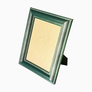 Vintage French Green Stitched Leather Picture Frame, 1940