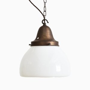 Vintage Church Pendant Light in Opaline, 1930s