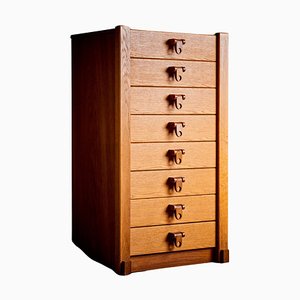 German Carpenter Tall Chest of Drawers in Oak, 1970s