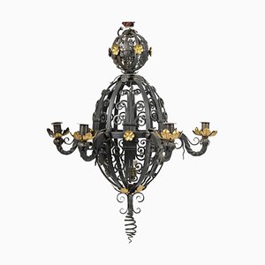 Wrought Iron and Gilding Lantern, Early 20th Century