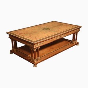 Grande Table Basse Louis XVI en Laiton Marqueté, 1890s