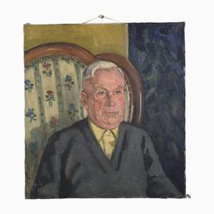 Post Impressionist Portrait of an Elderly Gent, Oil on Canvas, Mid-20th Century