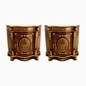 French Marquetry Inlay Boulle Cabinets, Set of 2