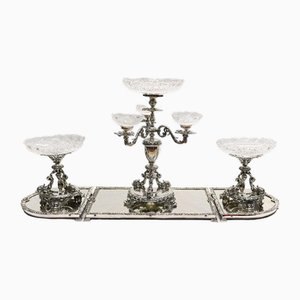 Silver Plate Cherub Glass Table Display