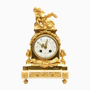 Horloge de Cheminée Chérubin Doré par Linke French, France, 1890s