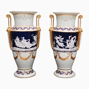 Classical German Meissen Pate Sur Pate Vases, Set of 2