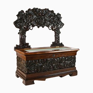 19th Century French Chest Bench with Chestnut Tree Motif, France, 1900s