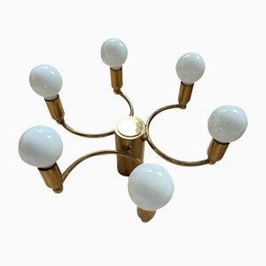 German Gold Metal Ceiling Lamp, 1980s