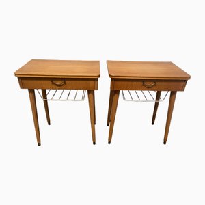 Bedside Tables in Beech, 1960s, Set of 2