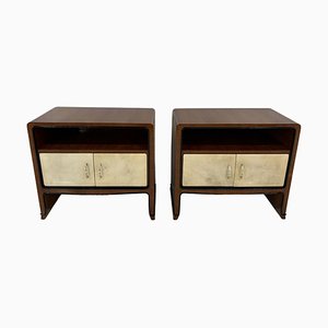 Italian Art Deco Parchment and Walnut Nightstands by Paolo Buffa, 1940s, Set of 2