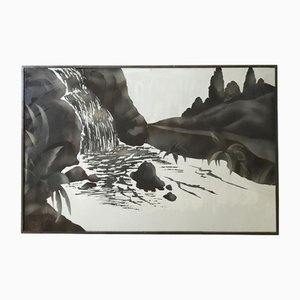 G. Fannee, Far East Landscape, 1932, Painting on Mirror